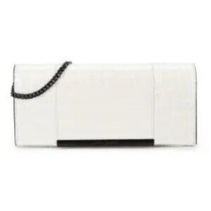 NWT Karl Lagerfeld Paris Albertine Croc Embossed Leather Wallet On Chain